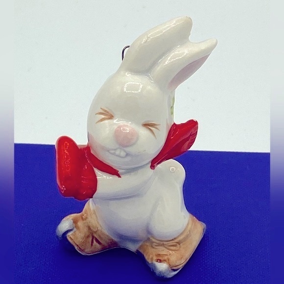 Fitz And Floyd Vintage Skating Rabbit Christmas Ornament Signed And Dated 1980 - Picture 6 of 6